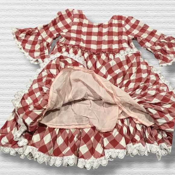 Matilda Jane Just Imagine Kassidy Plaid Twill Ruffle Dress Girls 10 Gingham Red - Picture 2 of 7